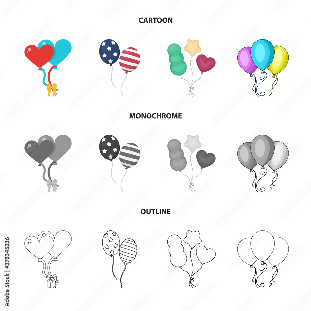 Vector design of happy and fun icon. Collection of happy and balloon vector icon for stock.