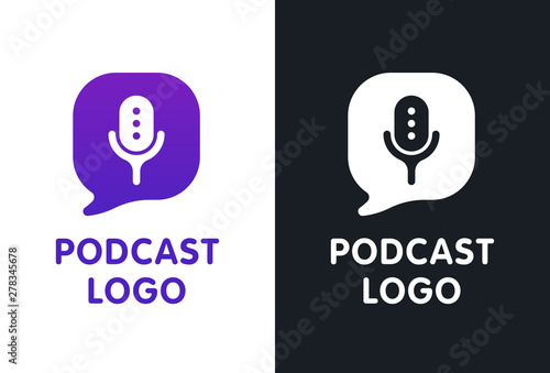 Podcast radio icon illustration set.