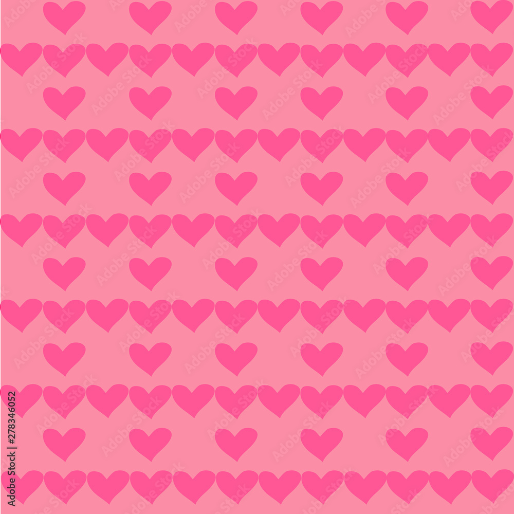 vector illustration of a seamless pattern with pink hearts on a pink background for decoration