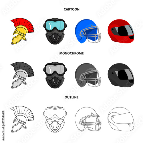 Vector design of helmet and sport symbol. Collection of helmet and moto stock symbol for web.