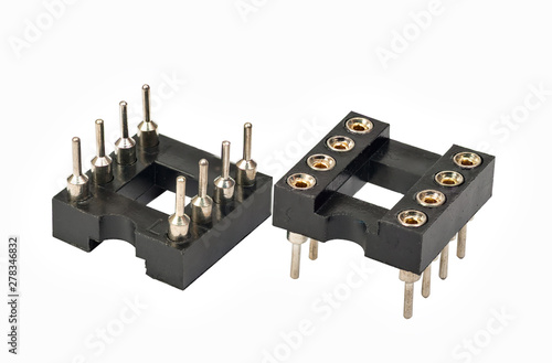 Integrated circuit socket isolated on white background