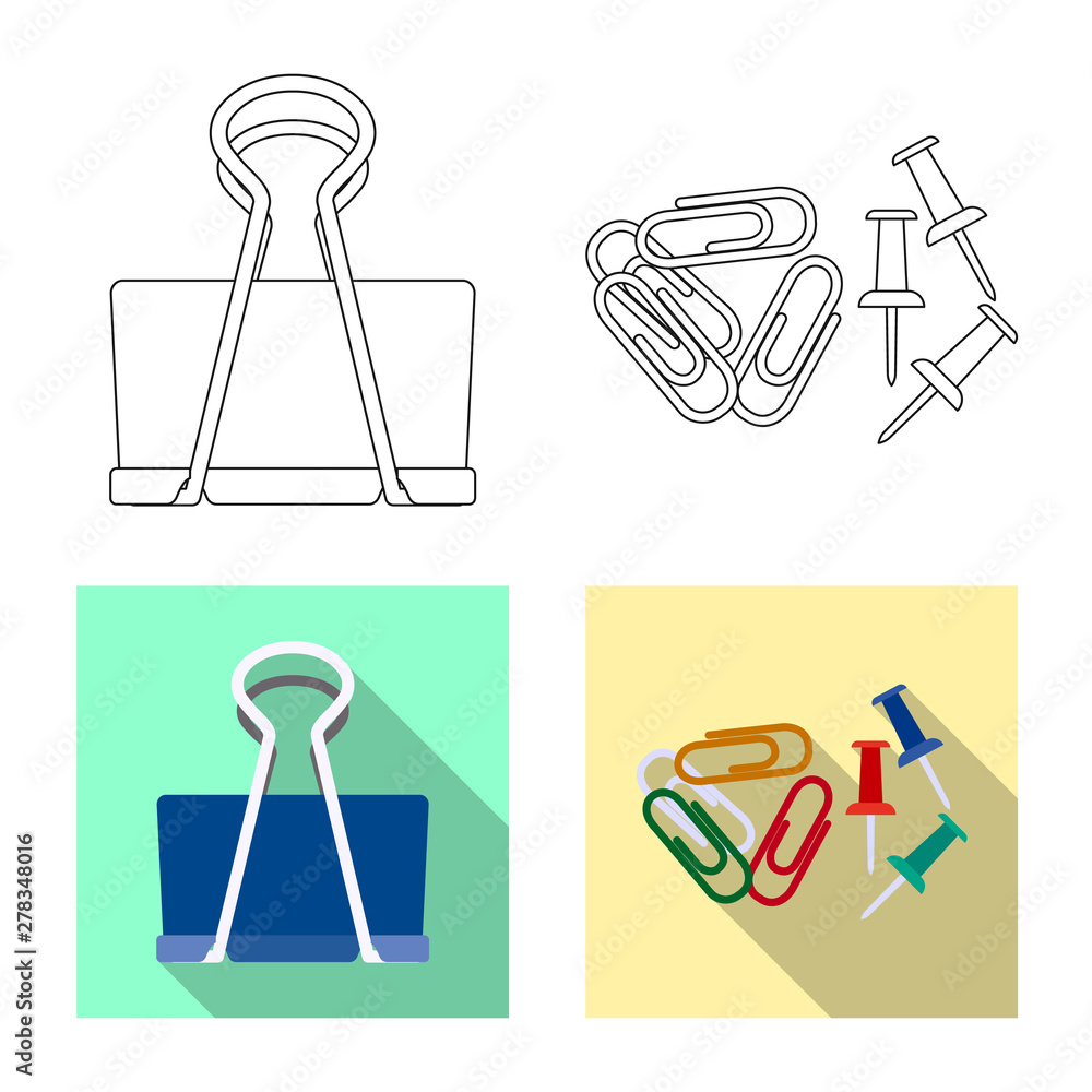 Obraz premium Vector illustration of office and supply logo. Set of office and school stock symbol for web.