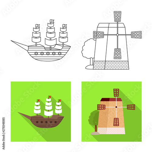 Vector illustration of and historic logo. Collection of and country stock symbol for web.