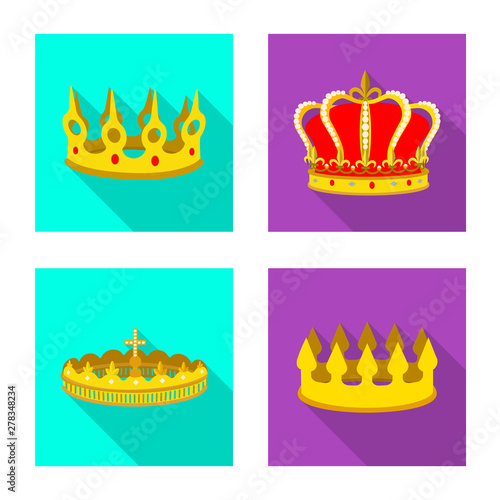 Vector design of medieval and nobility icon. Collection of medieval and monarchy stock vector illustration.