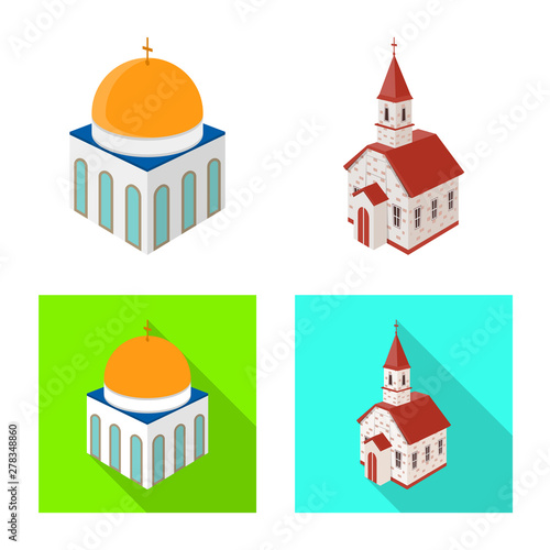 Isolated object of temple and historic icon. Set of temple and faith stock symbol for web.
