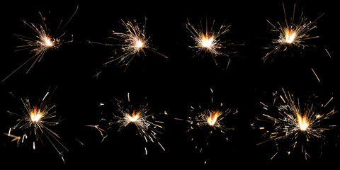 Set of sparklers on black background