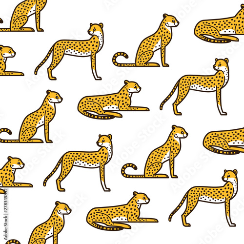 Cartoon cheetah - simple trendy pattern with animal. Cartoon flat vector illustration for prints, clothing, packaging and postcards.