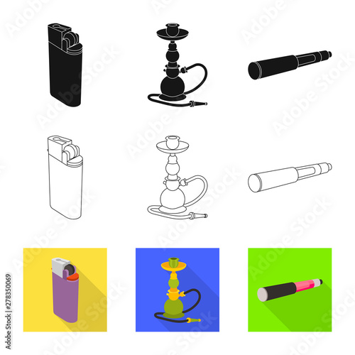 Vector illustration of accessories and harm sign. Collection of accessories and euphoria stock symbol for web.