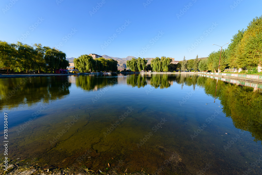 Awesome landscape with lake and willow trees, Armenia