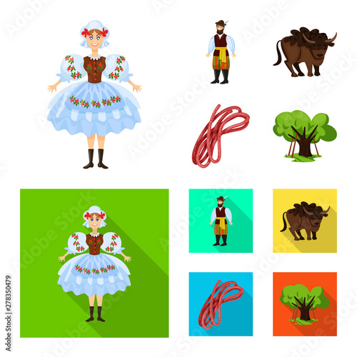 Isolated object of traditional and tour icon. Collection of traditional and landmarks vector icon for stock.