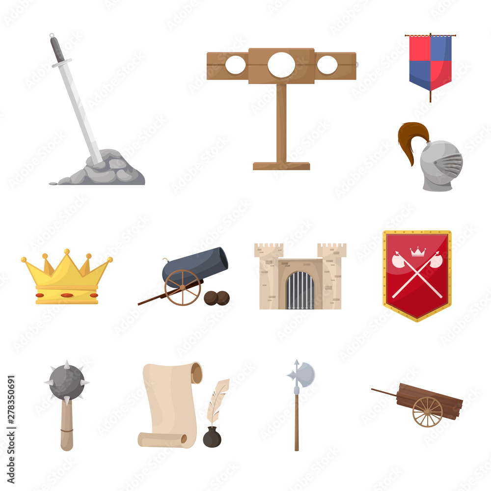 Vector illustration of medieval and history logo. Collection of ...