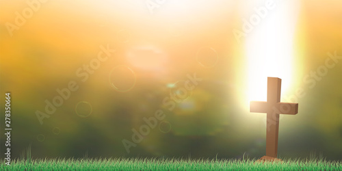 Christian crosses are located on the balcony. With the backdrop of a fair light. Used for Easter festivals and used as illustrations in various ceremonies Of Christians