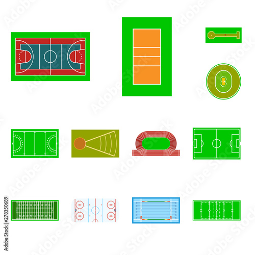 Vector design of field and arena logo. Set of field and sport stock vector illustration.