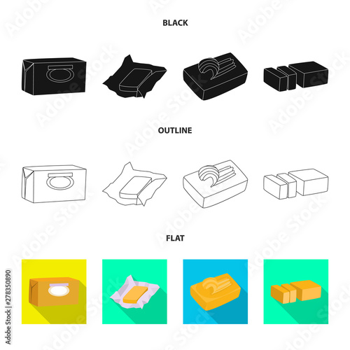 Vector illustration of creamy and product icon. Set of creamy and farm stock symbol for web.