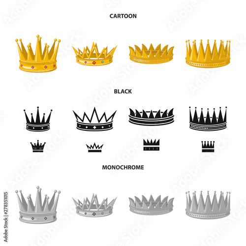 Isolated object of medieval and nobility logo. Collection of medieval and monarchy stock vector illustration.