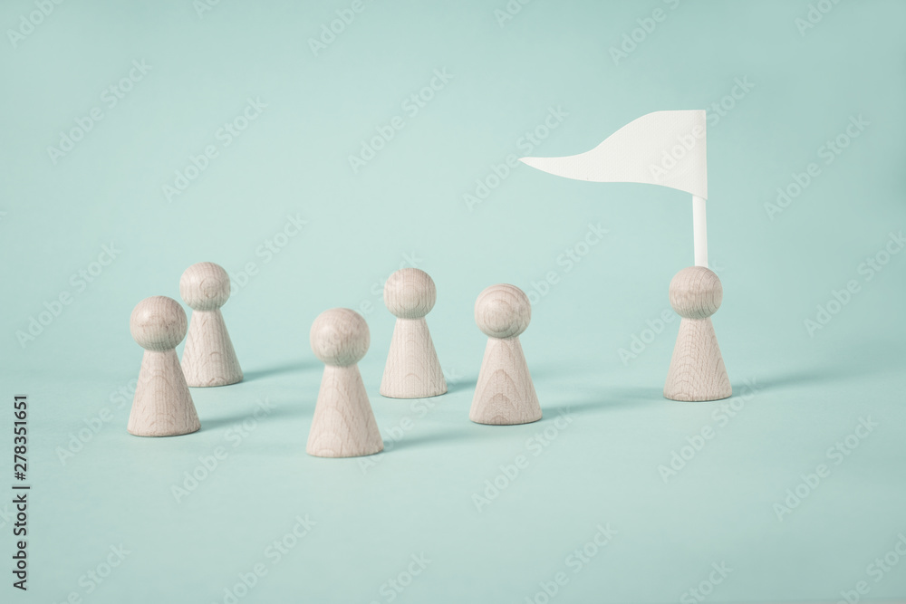 A leader with a flag is leading the group A leader with a flag is leading the group