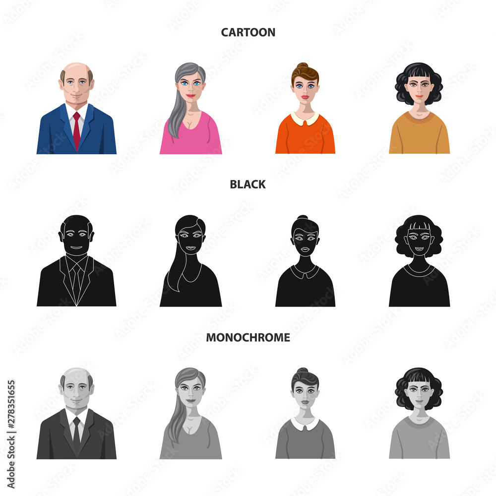 Isolated object of hairstyle and profession symbol. Collection of hairstyle and character stock vector illustration. Isolated object of hairstyle and profession symbol. Collection of hairstyle and character stock vector illustration.
