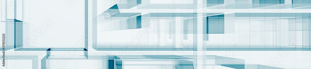 Blue glass contemporary 3d rendering Blue glass contemporary 3d rendering