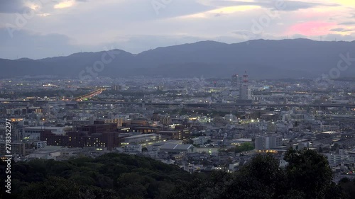 Kyoto city skyline from the Inari mount (Fushimi Inari Taisha). Fushimi-ku, Kyoto, Japan photo