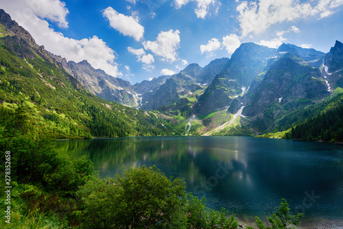 Green water lake Morskie Oko  Tatry Mountains.