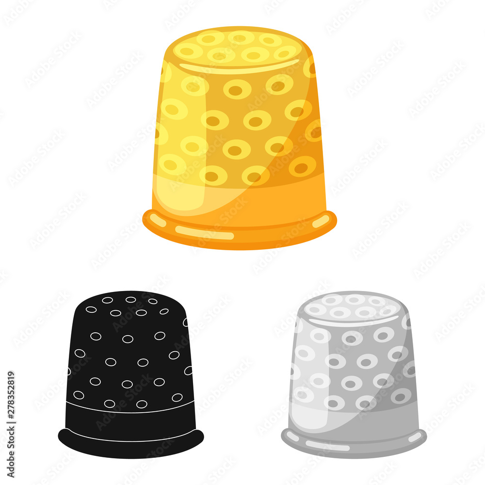 Vector design of thimble and etching logo. Set of thimble and clothing stock vector illustration. Vector design of thimble and etching logo. Set of thimble and clothing stock vector illustration.