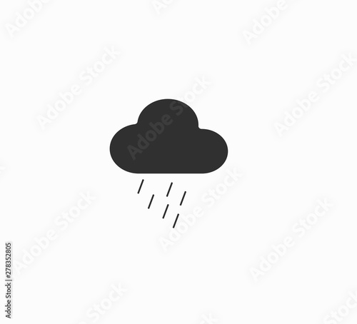 Gray Vector weather forecast icon - cloud and rain. Rainy weather.