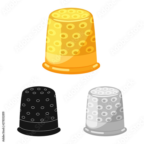 Vector design of thimble and etching logo. Set of thimble and clothing stock vector illustration.