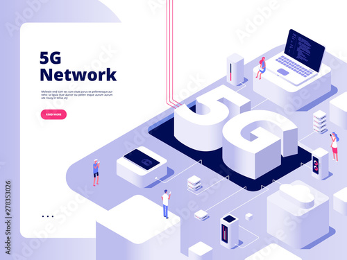 5g concept. Wifi telecom 5g technology speed internet broadband fifth hotspots wifi global network telecommunication isometric vector. Illustration of 5g connection isometric, network technology