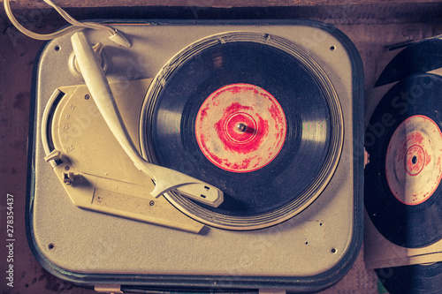 Top view of old gramophone ...