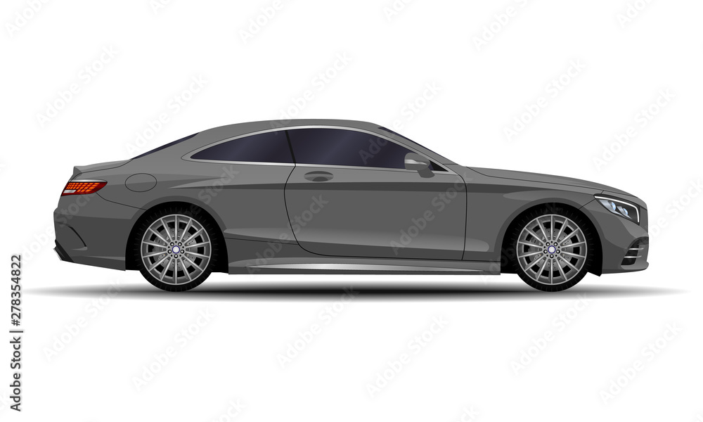 realistic car. sport coupe. side view.