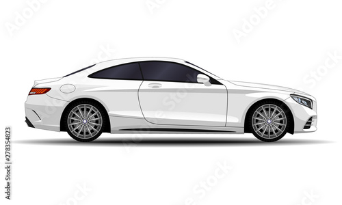 realistic car. sport coupe. side view.
