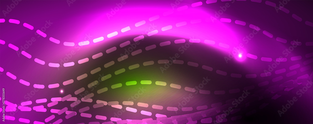 Obraz premium Shiny neon vector wave line abstract background, motion concept