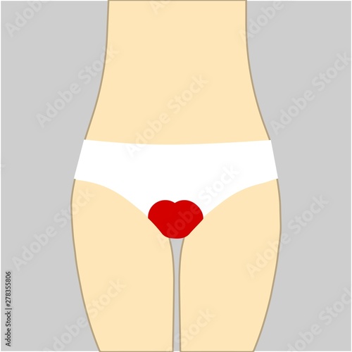 Vetor do Stock: Blood stain on panties - bloodstained spot on female  underwear after bleeding from vagina during menstruation period. Simple  vector illustration of dirty underpants