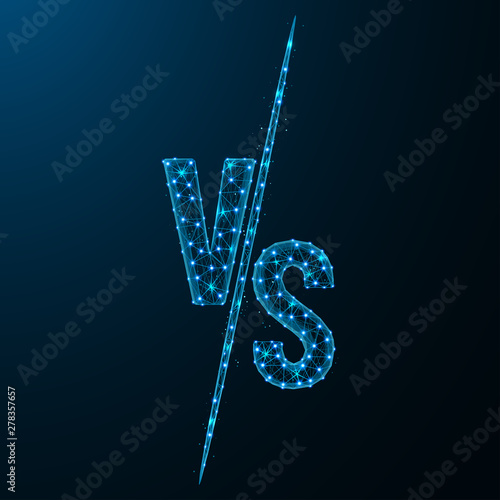 Versus Battle low poly design, Competition vs match game in polygonal style, martial battle vs sport vector illustration on dark blue background