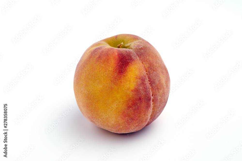 One peach isolated on white background. One peach isolated on white background.