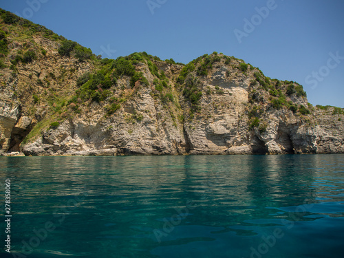 Rocky shores and blue Adriatic sea near the town of Budva  Montenegro