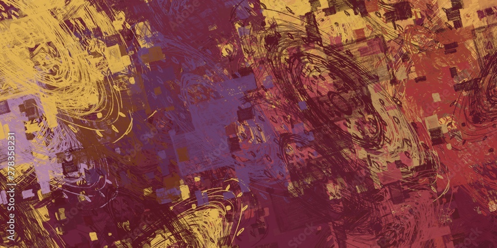 Naklejka premium Decorative oil painting. Vibrant dynamic art. 2d illustration. Texture backdrop. Creative chaos structure.