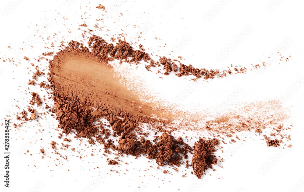 Face powder stroke isolated on white background, top view Face powder stroke isolated on white background, top view