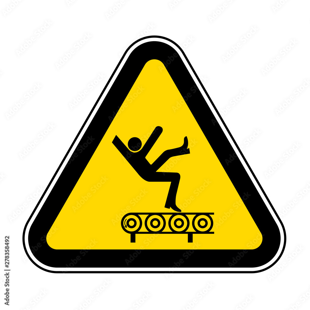 Fall Hazard From Conveyor Symbol Sign, Vector Illustration, Isolate On White Background Label .EPS10 Fall Hazard From Conveyor Symbol Sign, Vector Illustration, Isolate On White Background Label .EPS10