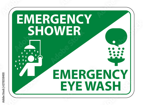 Emergency Shower,Eye Wash Symbol Sign Isolate On White Background,Vector Illustration EPS.10