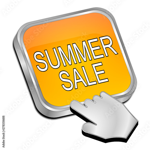 Summer Sale Button with Cursor - 3D illustration