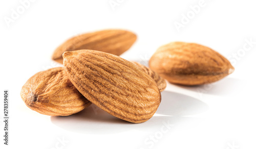 almond seeds isolated on white background