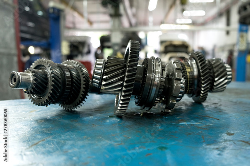 Continuously variable transmission metal parts close-up