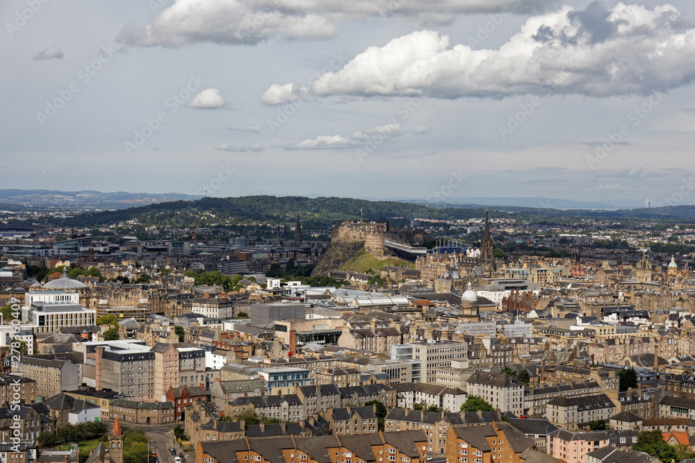 Edinburgh cityscape view from Holyrood park - Edinburgh, Scotland, United Kingdom