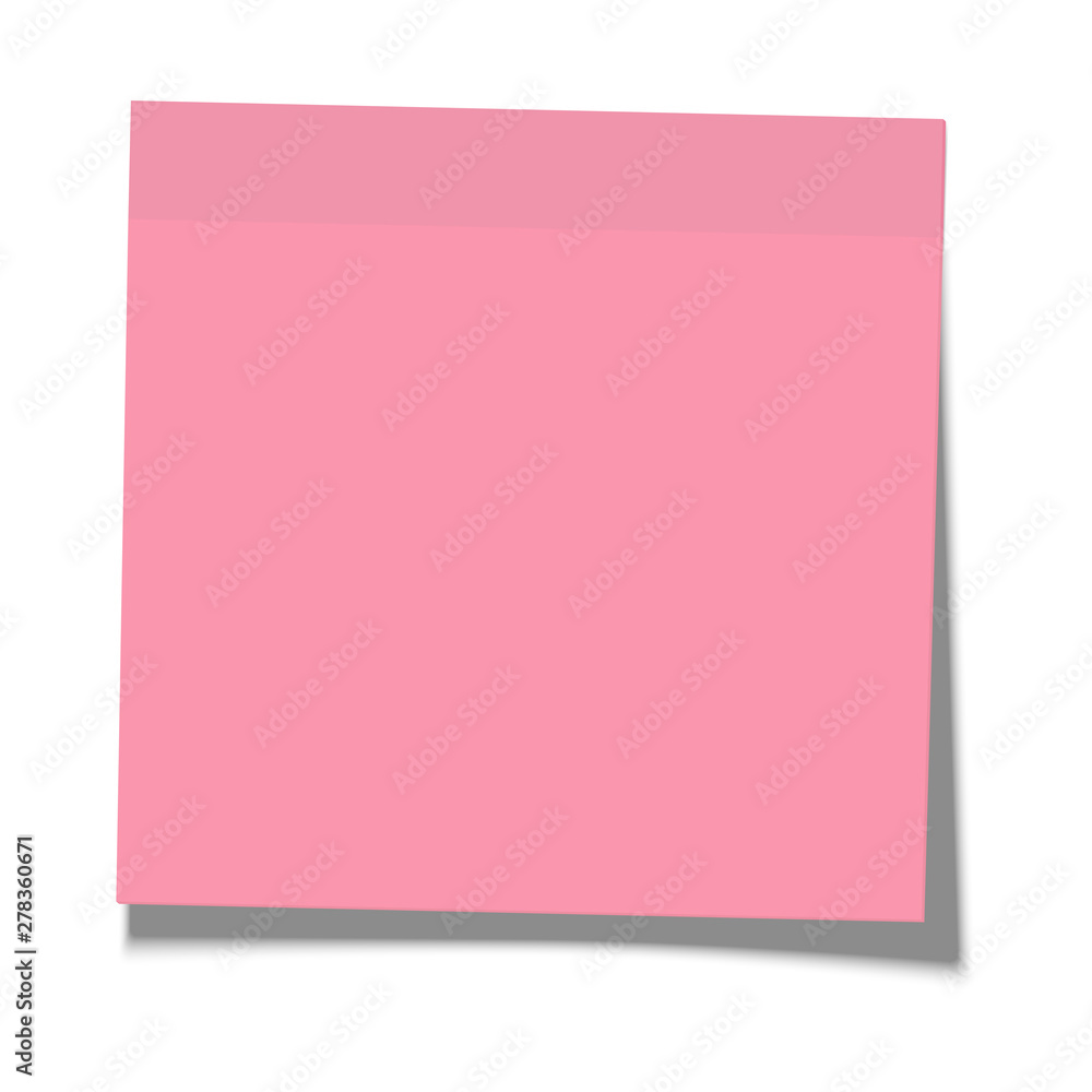 Rosy paper sticky note glued to the surface isolated on white background. Vector illustration. Rosy paper sticky note glued to the surface isolated on white background. Vector illustration.
