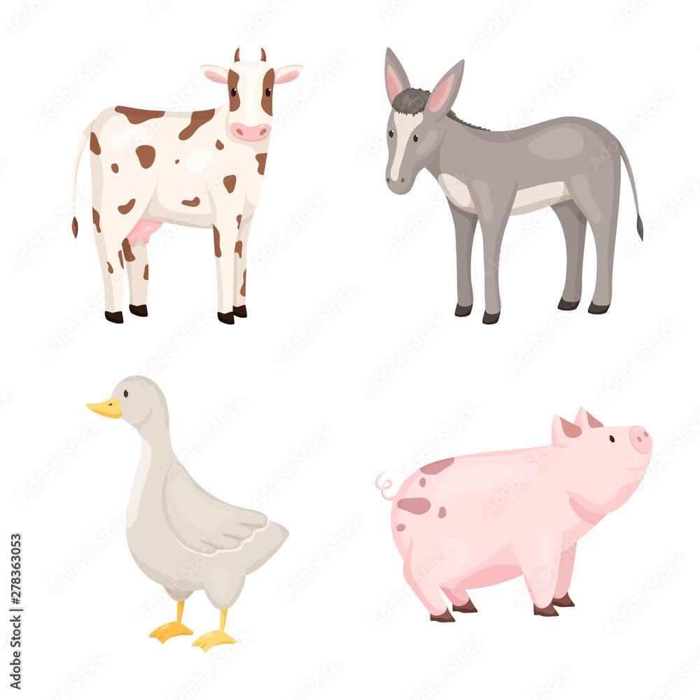 Isolated object of farm and food symbol. Collection of farm and countryside vector icon for stock.