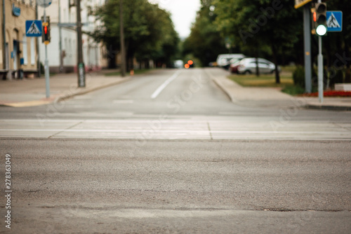 empty city defocusing road street without people and cars