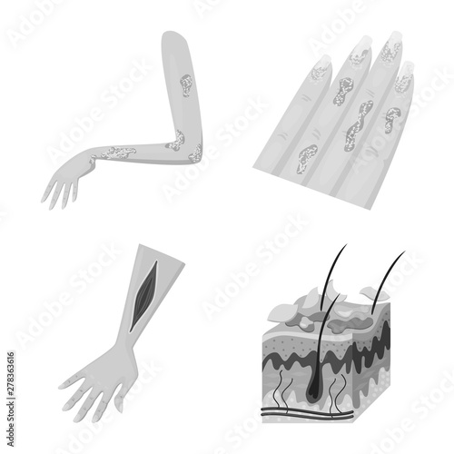 Isolated object of medical and pain logo. Set of medical and disease stock vector illustration.