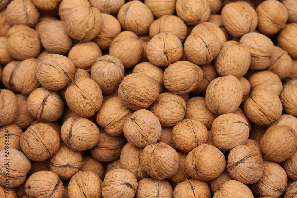 closeup-shot of walnuts on the market closeup-shot of walnuts on the market