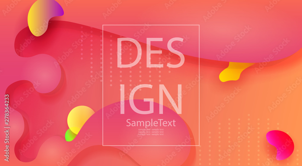 Orange background with a set of abstract oval geometric shapes and circles
